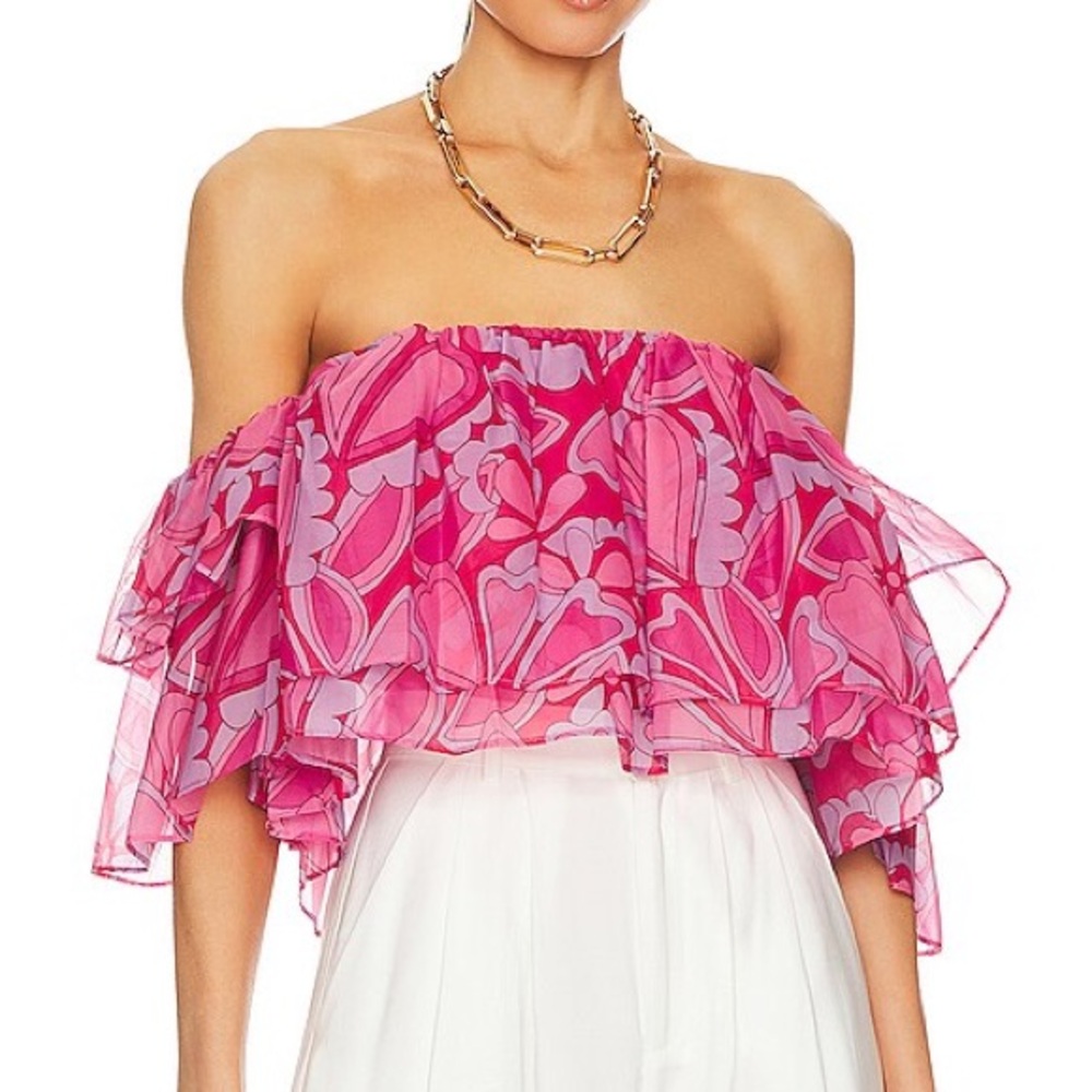 Show Me Your MuMu Pink Floral Ruffle Blouse